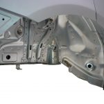 Blick in das Radhaus der Rohkarosserie des Audi Q5