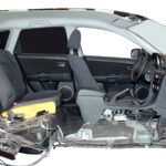 Fotografier wurde die linke Hälfte eines Schnittmodelles des Mazda 3, im Zentrum der Fahrgastraum