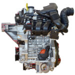 Fotografiert wurde ein Dreizylinder Reihenmotor bei Skoda als Schnittmodell des VAG Motors EA211 EVO